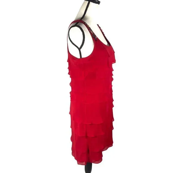 Y2K cocktail dress ruffled sleeveless tank jeweled sleeveless red party dress 10 - Picture 2 of 12